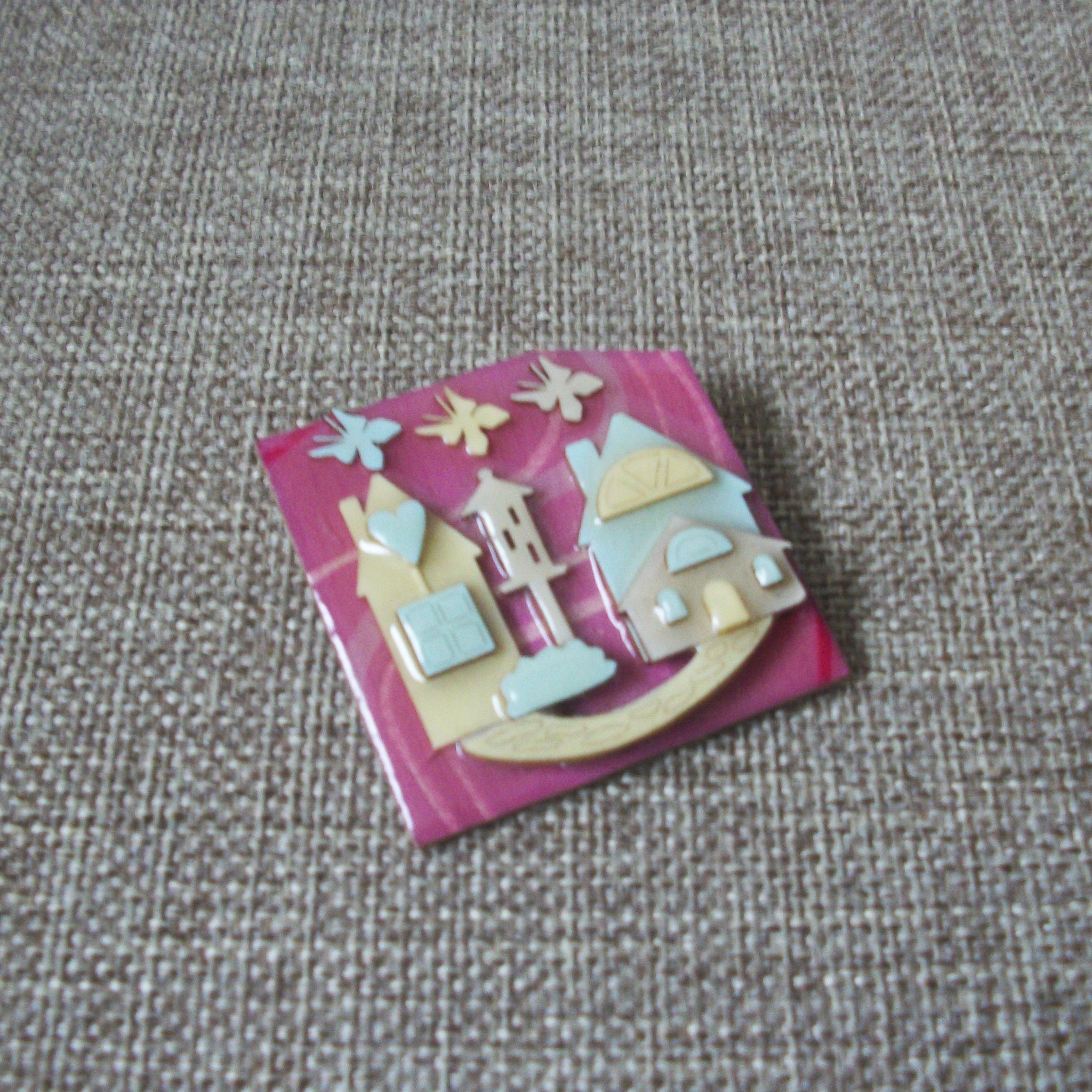 Vintage Lucinda House Pins, RARE Pink Pastels Spring Time Butterflies Heart 021321