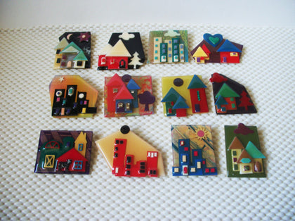 Vintage Lucinda House Pins Assorted Lot Of 12 RARE Very Detailed Must Have