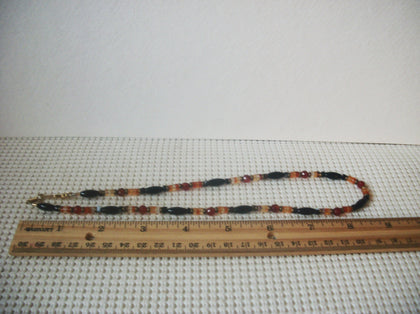 Vintage Onyx Carnelian Quartz Brass Necklace 022721