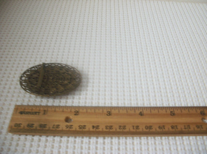 Vintage Brooch Pin, Portrait Female Baroque Image Antiqued Metal 91817