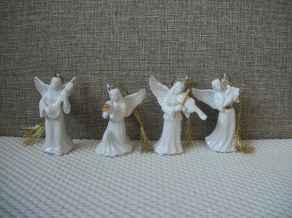 Vintage MIKASA Christmas Tree Ornaments Angel Fine Porcelain Gold Plated Lot of 4 C200