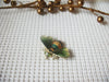 Vintage Brooch Pin, Signed MONET Paua Abalone Wings Peridot Eyes Enameled Bee Gold Tone,  82317