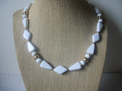 Signed TRIFARI TM Vintage 17" Necklace, White Gold Tone Spacers 123016