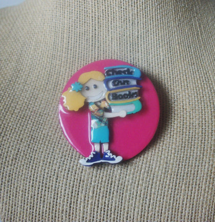 RARE Lucinda Pins Highly Detailed Little Girl Carrying Books Read Out Load Liberian Teacher 021321