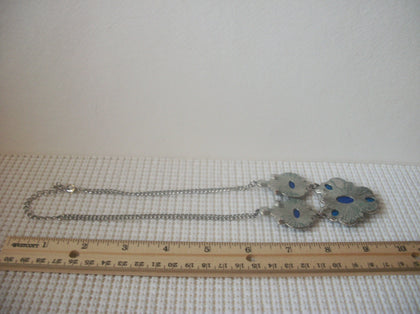 Vintage 16" - 19" Necklace, Colorful Ethnic Silver Tone 030221