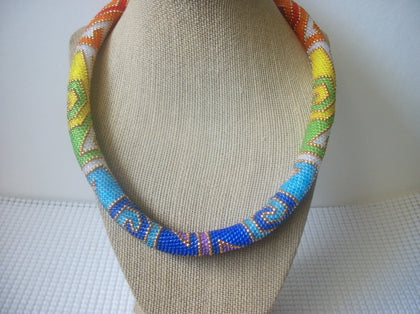Vintage 20" Necklace Colorful Micro Glass Beads Southwestern 80817