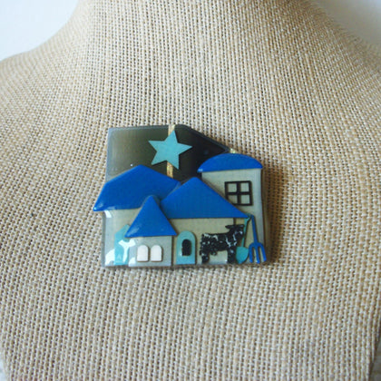 Vintage Lucinda House Pins, Cow Black White Farm Tools 43017