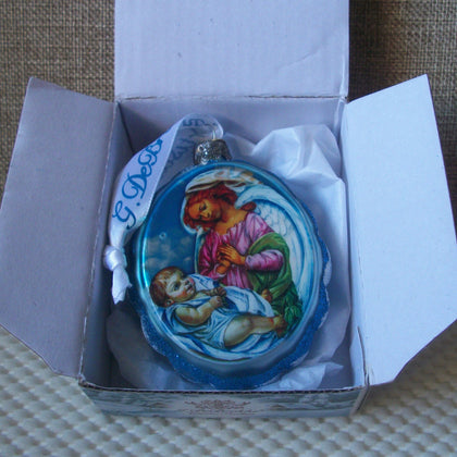 Blessing Child Angel Glass Ornament, Nativity Inspirational Decor - Art by G.DeBrekht