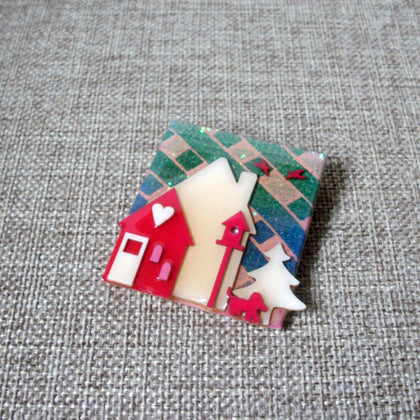 Lucinda House Pins, Romantic Heart Love Little Dog Bird House 021321