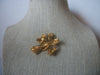 Damasque Damask Spain Gold Tone Floral Leaves Frosted Moon Stone Brooch Pin 40220