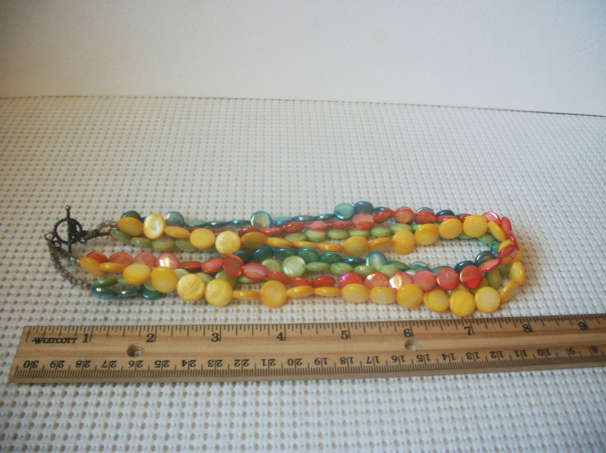 Colorful Glass Shells, Multi Strand Vintage Necklace 63017