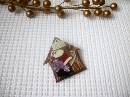Gorgeous Vintage Lucinda House Pins, Very detailed Happy Santa House Reindeer Presents Christmas 021321