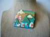 Vintage Lucinda House Pins, Pastels Cloud Bird House Cat Calm Quiet 61318