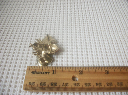 Vintage Brooch Pin, Signed MONET Paua Abalone Wings Peridot Eyes Enameled Bee Gold Tone,  82317