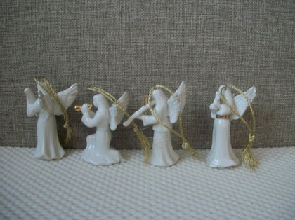 Vintage MIKASA Christmas Tree Ornaments Angel Fine Porcelain Gold Plated Lot of 4 C200