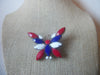 Vintage Red Blue White Butterfly Pin Brooch 022521