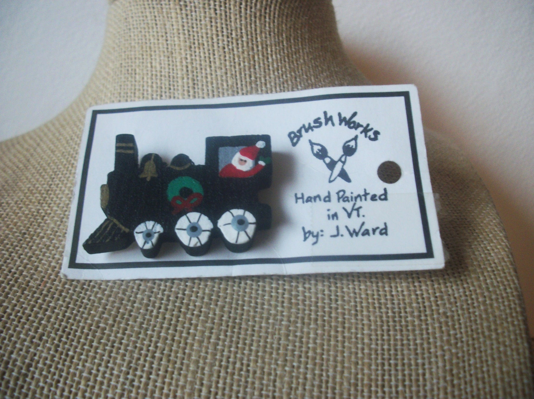 Vintage Hand Made Painted Train Brooch Pin 022721