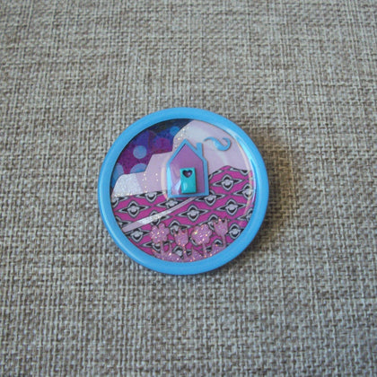 Vintage Lucinda House Pins Pink Blue Dream Home Glitter Flowers Tulips Patch