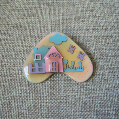 RARE Lucinda House Pins Blue Cloud Butterflies Growing Tulips Relax Enjoy 42617