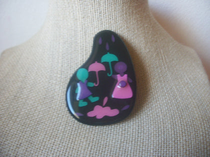 LUCINDA Little People Pins, Rainy Day Playing Outside, Designs By Lucinda Vintage Brooch Pin 60218