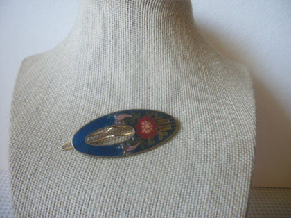 Vintage Hair Jewelry, Cloisonne, Blue Gold, Green Red, Gold Tone, 90517