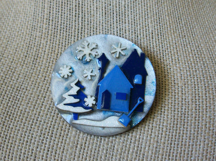 Lucinda House Pins, Glitter Night Merry Christmas Highly Detailed 021321