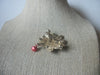 Gold Tone, Poinsettia Christmas, Enameled Red Green, Dangling Bell, Vintage Brooch Pin 022121