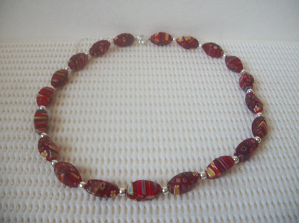 Gorgeous Vintage 18" - 21" Necklace, Italian Millifiori Venetian Glass Hand Crafted Colorful Unique Glass One Of A Kind 11217