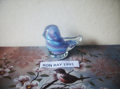 Vintage RON RAY 1993 Small Bird Outside Clear Glass Murano Glass, Desk Top Bed Side Dream C300