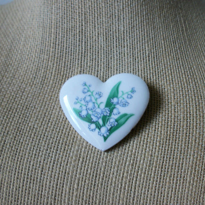 Vintage Brooch Pin Signed AVON, Maiglocken Flower Porcelain Hand Painted 030521