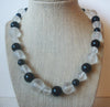 Vintage Jewelry 18" Long Black Frosted Clear Necklace 022221