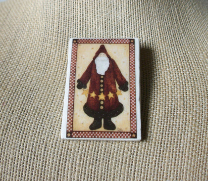 Vintage Brooch Pin, Signed Debbie Mumm By Mill Hill 2000 Glazed Hand Painted Ceramic Santa 030521