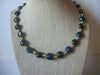 Vintage Necklace Gold Toned Black Midnight Blue 18" Long 8916