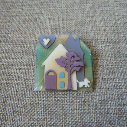 RARE Lucinda House Pins Lilac Cream Love Heart Little Dog Harmony 42617