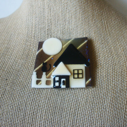 Vintage Lucinda House Pins, Good Night Sleep Well Little Black Cat 43017