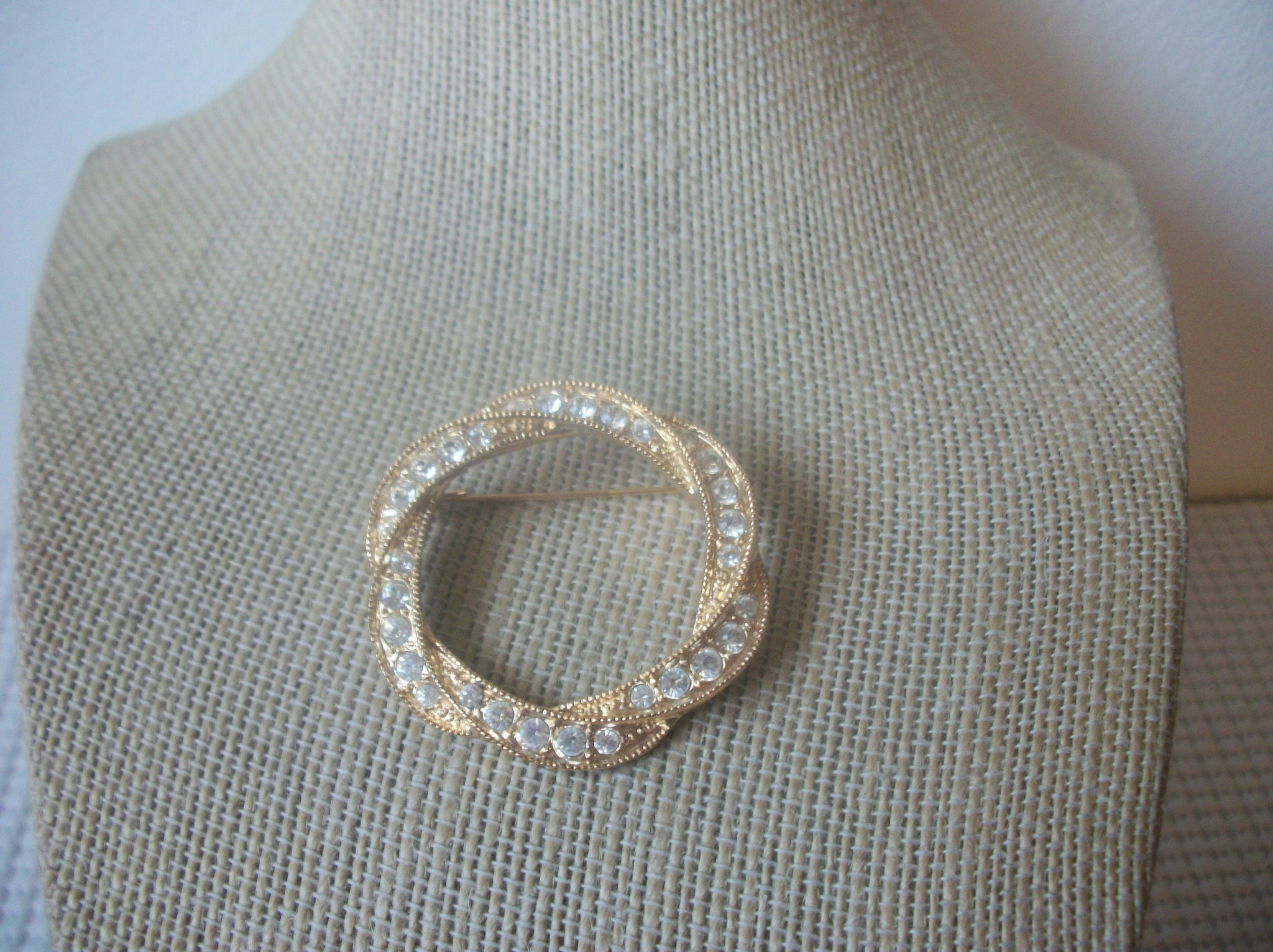 ROMAN Gold Tone Sparkling Clear Rhinestones Circular Pin 62018