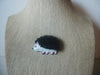 Vintage Jewelry, Cute Hedgehog, Enameled Pink Ears and Feet, Silver Tone, Brooch Pin and Pendant 022621