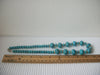 Vintage 20" Necklace Stunning Turquoise Blue Marbleized Gold Tone Spacers Acrylic Beads 10517