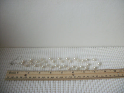 Vintage 18" - 20" Signed MONET White Faux Pearls Layered Double Row Silver Tone Necklace 030421