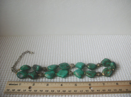 Retro 16" - 19" Necklace Turquoise Speckled Silver Tone Bali Spacers Southwestern Flair 73017
