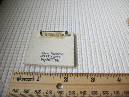 Vintage Brooch Pin, Signed Debbie Mumm By Mill Hill 2000 Glazed Hand Painted Ceramic Noah's Arc 030521Vintage Brooch Pin, Signed Debbie Mumm By Mill Hill 2000 Glazed Hand Painted Ceramic Noah's Arc 030521