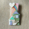 Vintage Lucinda House Pins, Glittery Cloud Smiling Bird House Rainbow 61318