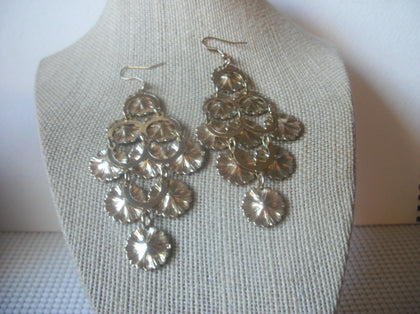 Long 4" Colorful Bohemian Flower, Clear Rhinestone Inlays, Gold Tone Pierced 41620