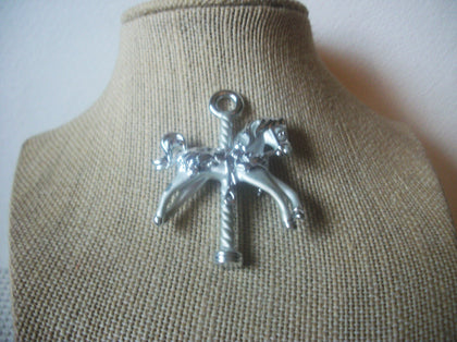 Vintage Silver Tone Carousel Horse Brooch Pin 022721