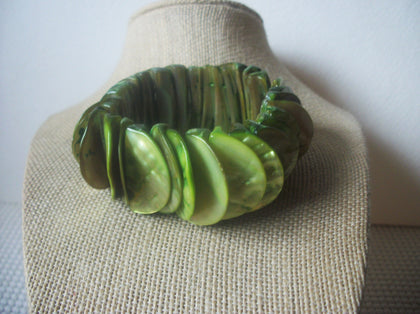 Chunky Heavier Green Shells Natural Stretch Bracelet 022121