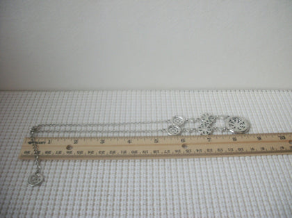 Vintage Signed Crown TRIFARI Marcasite Crystals Silver Tone Necklace 030421