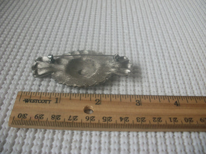 Vintage Jewelry, Silver Tone French Revolution, Larger Enameled Fleur De Lis Brooch Pin 61318