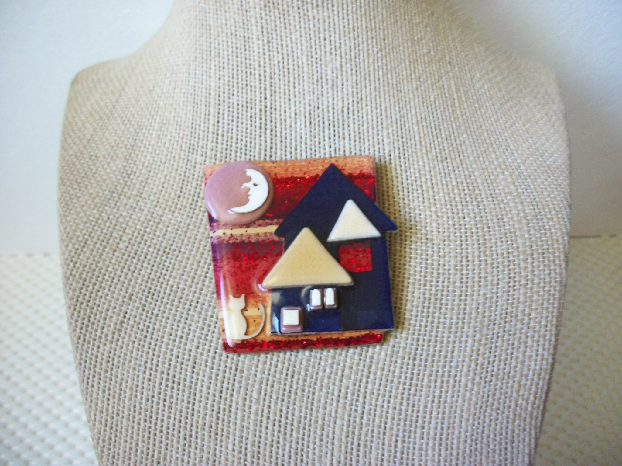 RARE Vintage Lucinda House Pins, Peace Love Sleep Well Little Cat Watching 021321