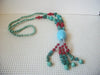 Chunky Heavier Southwestern Colorful Glass Semi Precious Turquoise Chips Vintage Necklace 63017