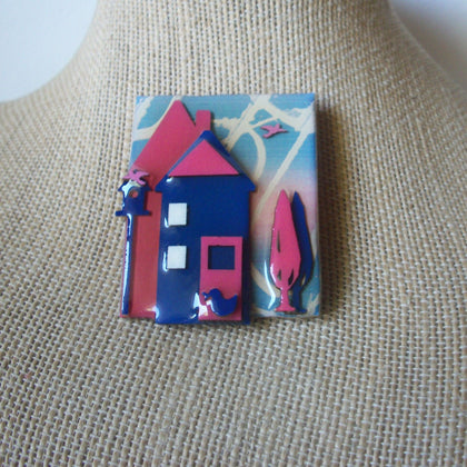 Vintage Lucinda House Pins Sea Blue Sky Birds Flying Relaxing Bird House 61318